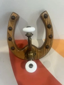 Oak Wooden Horseshoe Rack For Coat, Other Items, Handmade, Vintage, 1990’s - Picture 1 of 8