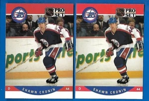 #559 SHAWN CRONIN ERROR SHADE OF RED + CORRECTED 1990-91 PRO SET JETS - Bild 1 von 2