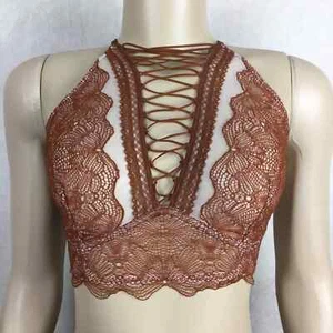 XS Victoria’s Secret Orange Lacey strappy Longline Bralette - Picture 1 of 4