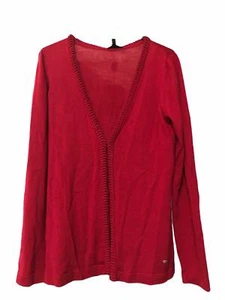 Luxurious ESCADA Red Knit Cardigan Top Lightweight Buttoned Size 8 EU 34 - Picture 1 of 4