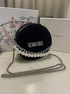 Christian Dior Vanity Pouch Makeup Bag with Inner Mirror Round Navy Blue New - Picture 1 of 5