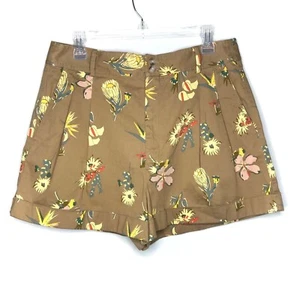 Madewell Shorts Women's Size 12 Brown Floral High Rise Pleated Hawaiian Hideaway - Picture 1 of 10