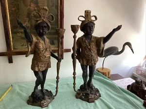 Vintage Blackamoor figurativer Bronze Kerzenhalter…ein Paar… wunderschön - Bild 1 von 13