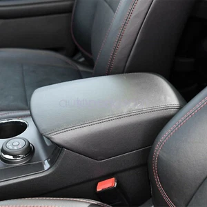 Para Ford Explorer XLT 2011-2018 Cuero Consola Tapa Apoyabrazos Cubierta Puntada Negra - Imagen 1 de 7