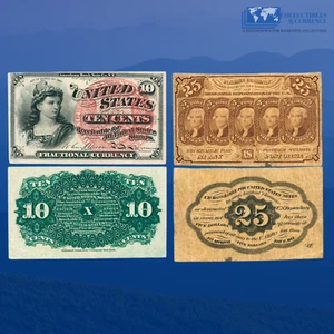 Lot of 2 10, 25 Cents First and Fourth Issue Fractional Currency, VF Condition - Picture 1 of 1