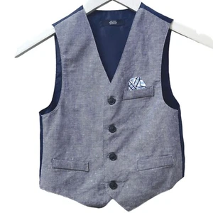 NAUTICA Boys Vest Size 5 Blue Linen Blend - Picture 1 of 9