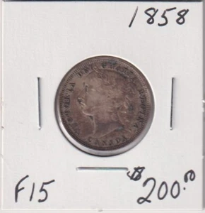 1858 Canada 20 Cent Coin Silver F-15 inv#2291 - Picture 1 of 2