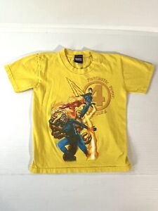 Marvel Fantastic 4 Yellow T-shirt Boys Size 5/6 Short Sleeve Full Team Graphic