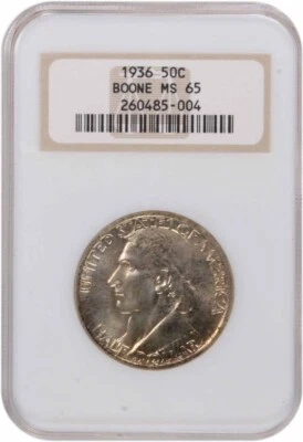 1936 Boone Commemorative Half MS65 NGC Mint State 65 - Image 1 of 2