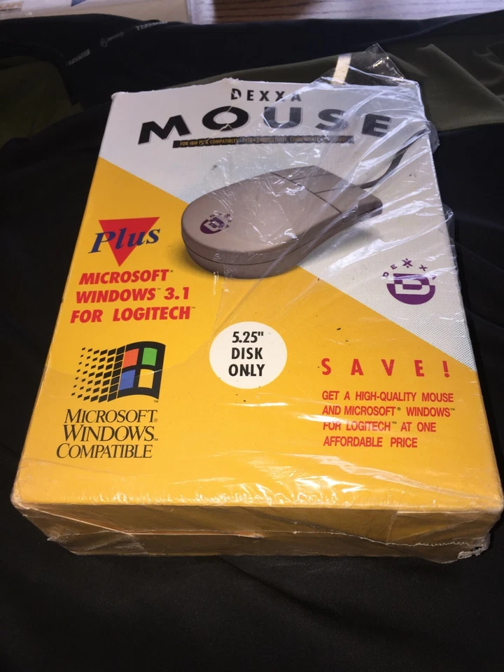 NEW Dexxa Mouse PLUS Microsoft Windows 3.1 Manual & 5.25 Disks Logitech  - Image 1 of 4