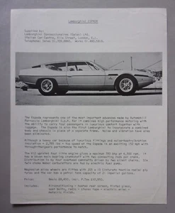 Folleto de ventas Lamborghini Espada orig 1973 Reino Unido MKT en inglés - Imagen 1 de 1