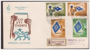 FDC VENETIA CLUB SOMALIA AFIS 1959 - ASSEMBLEA COSTITUENTE VIAGG. RACC. - Imagen 1 de 1
