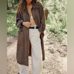 ZARA Brown Linen Blend over coat NWT S - Picture 1 of 4