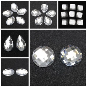 Craft DIY Clear Flatback Acrylic Rhinestone Gems Various Shape No Hole - Picture 1 of 8