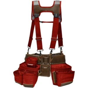 Bucket Boss Hybrid Pro Leather Red Suspension Tool Belt Rig - Picture 1 of 3