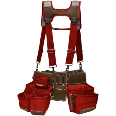 Bucket Boss Hybrid Pro Leather Red Suspension Tool Belt Rig - Image 1 of 3