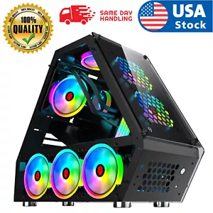 Micro ATX Computer Gaming Case Tempered Glass Gaming Computer Special-Shaped - Picture 1 of 11