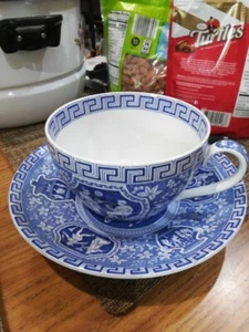 Antique  Lambert  Maastricht Flowers Blue  Chocolate cup And Saucer, Couper - Picture 1 of 7