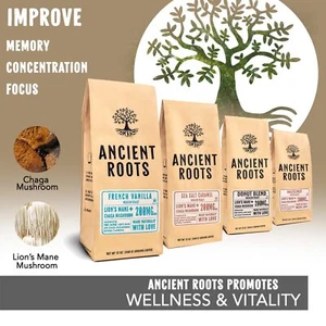Ancient Roots, Medium Roast Flavored Coffee with Benefits of Mushroom, 12 ounces - Picture 1 of 11