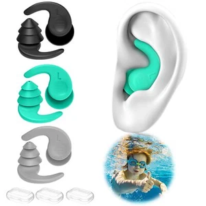 Kids Swimming Ear Plugs Waterproof Reusable Silicone Child 6-14 Years 3 Pairs - Picture 1 of 8