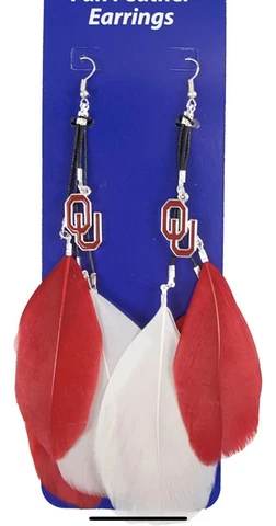 NCAA Oklahoma Sooners Feather Earrings Cover