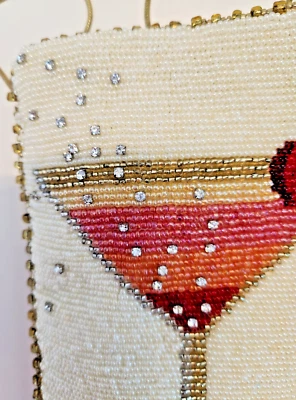 Lindo bolso con cuentas cóctel diamantes Mary Frances diseñador Cosmo🍸 se adapta al teléfono RARO Foto 1 de 4