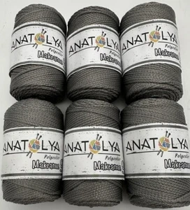 Anatolya 2mm Polyester Crochet Cord - Bags Macrame -6x100g Rolls - Graphite Grey - Picture 1 of 9