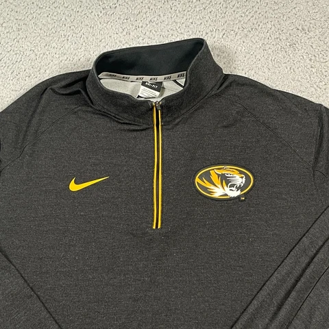Missouri Tigers Nike Men Shirt Heather Blac XXL 1/4 Zip Dri Fit Performance Logo Cover