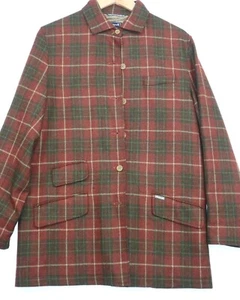 Faconnable Wool Cashmere Blend Plaid Coat Mens M Button Preppy Old Money - Picture 1 of 12