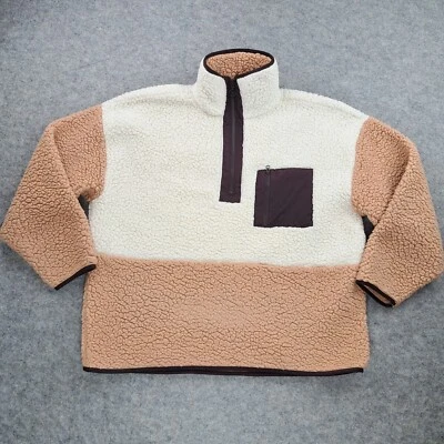 Chaqueta Sherpa Lou & Grey Mujer Grande Crema 1/4 Cremallera Bloques de Color Acogedor Pullover  Foto 1 de 4