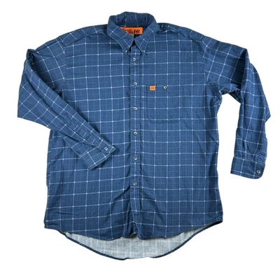 Camisa Wrangler 20X FR Para Hombre Grande Azul A Cuadros Resistente al Llama Botón Delantero Trabajo Foto 1 de 4