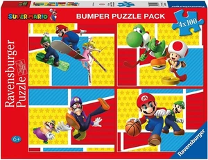 NUEVO Rompecabezas Ravensburger 4x100 Piezas 5+ Edades Disney Super Mario Parachoques - Imagen 1 de 5
