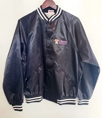 LIBERTY KENWORTH WINDBREAKER-BLACK,LINED, STRIPED COLLAR, CUFF, BOTTOM-SIZE L - Image 1 of 4