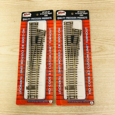 LOT OF 2 Atlas #562 Right Hand #4 Custom-Line Turnout - Code 83 Rails HO Scale - Image 1 of 3