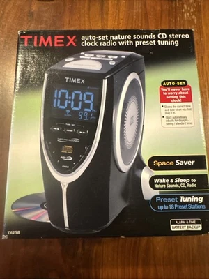 Timex Auto Set Triple Alarm CD Player Clock Radio Nature Sounds - New In Box - Image 1 of 4