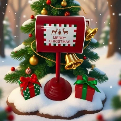 Christmas Mailbox Metal Large Capacity Post Box for Outdoor Front Door Porch - Image 1 of 4