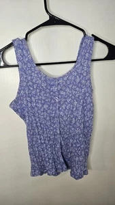 Art Class Girls Purple Floral Button Up Tank Top Size 14/16 - Picture 1 of 4