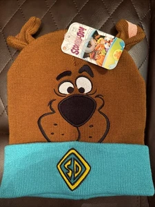 NWT~ Scooby Doo Winter Beanie Hat, Embroidered Brown w/ Ears, One Size Fits Most - Picture 1 of 5