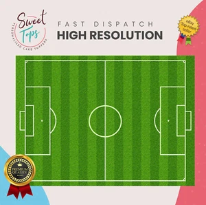 FOOTBALL PITCH RECTANGLE EDIBLE BIRTHDAY CAKE TOPPER DECORATION | SPORTS - Picture 1 of 9