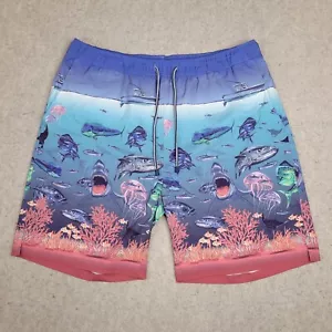 Peter Millar Swim Trunks Men Large Ocean Print Blue Seaside Collection Lined - Picture 1 of 9