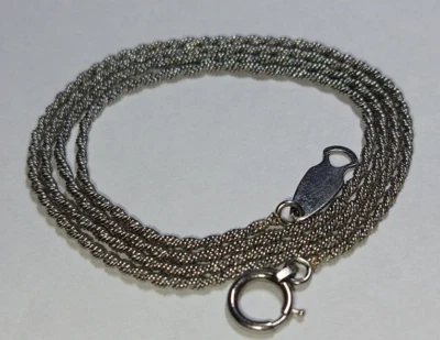 Solid platinum 1.3mm rope cable  chain necklace 4.24 grams - 15.5 inches - Image 1 of 4