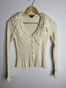 Louis Vuitton Ruffle Neck Cream Cardigan Small - Picture 1 of 8