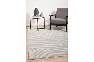 SILVER FLOOR RUG TIGER ANIMAL PRINTS MODERN CARPET EXTRA LARGE - 200 x 290 CM - Picture 1 of 8