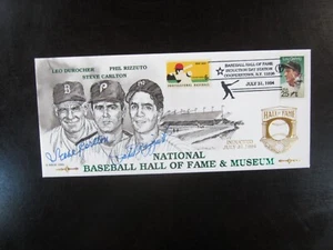 1994 Phil Rizzuto & Steve Carlton Autograph Hall of Fame Induction Envelope JSA - Picture 1 of 2
