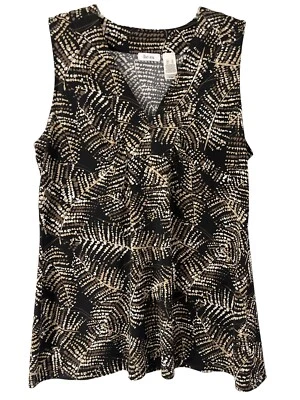 Blusa Liz & Co Top Mujer XL Cuello en V Sin Mangas Carrera Abstracto Elástico Tejido Foto 1 de 4