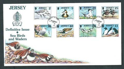 JERSEY # 825 to 832 on FDC - Sea Birds and Waders !998 Cover