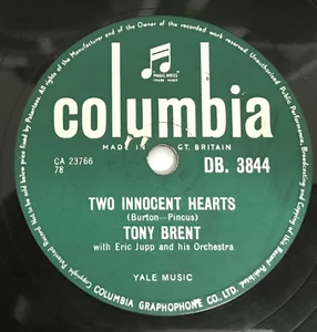 TONY BRENT - Two Innnocent Hearts / Cindy Oh Cindy .. 1956 Uk Columbia 78rpm - Picture 1 of 2
