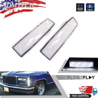Luces de esquina marcadoras laterales delanteras blancas lentes transparentes para 88-93 GMC K1500 K2500 K3500 Foto 1 de 4