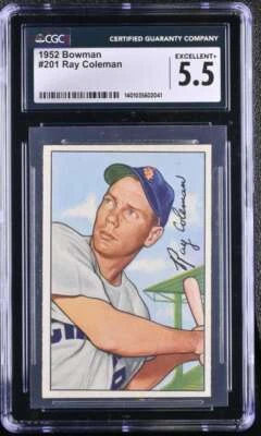 1952 BOWMAN #201 RAY COLEMAN 5.5 EXCELLENT+ WHITE SOX 848 - Image 1 of 2
