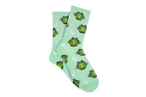 Calcetines deportivos Frog Bat para mujer talla 9-11 verdes novedad Halloween moda nuevos - Imagen 1 de 1